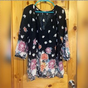 Black and white floral blouse
